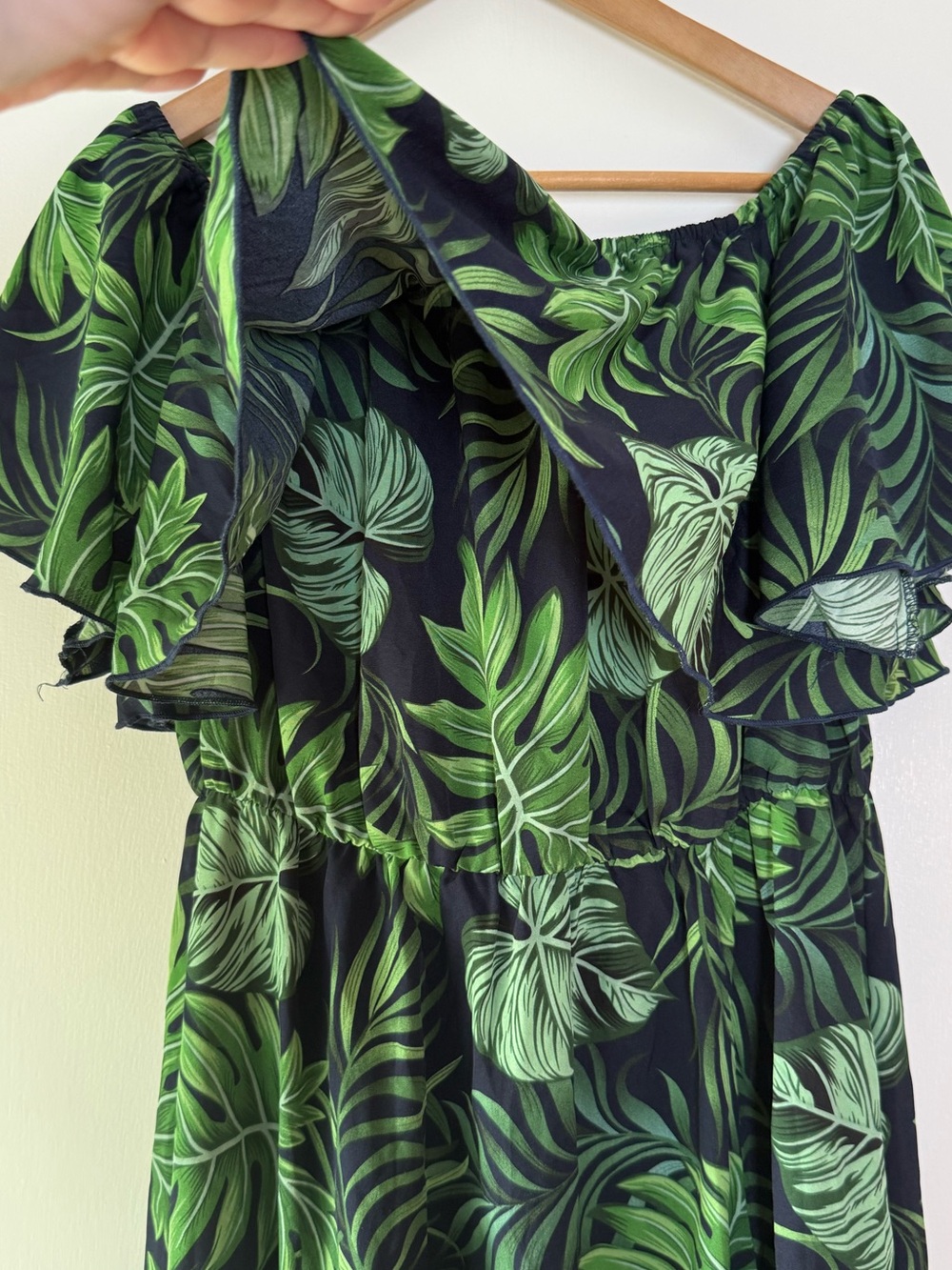 Cupshe Margot Tropical Palm Green Maxi Dress Resortwear Vacation Flirty Coquette - Picture 11 of 12
